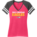 TROY CHRISTIAN EAGLES The Official Online Store <span class="pdp-name-mascot">TROY CHRISTIAN EAGLES</span> District Women's Game V-Neck T-Shirt Front Thumbnail