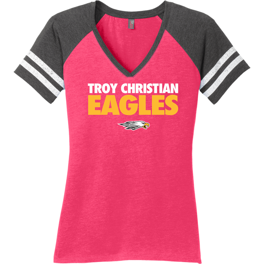 TROY CHRISTIAN EAGLES The Official Online Store <span class="pdp-name-mascot">TROY CHRISTIAN EAGLES</span> District Women's Game V-Neck T-Shirt