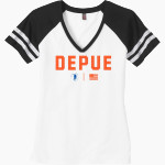 DePue School Little Giants <span class="pdp-name-mascot">DEPUE LITTLE GIANTS</span> District Women's Game V-Neck T-Shirt Front Thumbnail