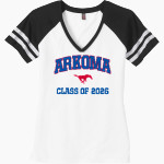 ARKOMA HIGH SCHOOL MUSTANGS <span class="pdp-name-mascot">ARKOMA MUSTANGS</span> District Women's Game V-Neck T-Shirt Front Thumbnail