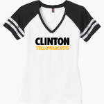 CLINTON HIGH SCHOOL YELLOWJACKETS <span class="pdp-name-mascot">CLINTON YELLOWJACKETS</span> District Women's Game V-Neck T-Shirt Front Thumbnail