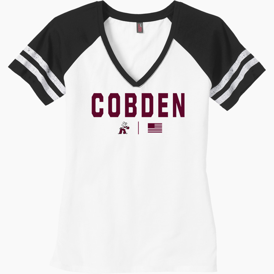 COBDEN HIGH SCHOOL APPLEKNOCKERS <span class="pdp-name-mascot">COBDEN APPLEKNOCKERS</span> District Women's Game V-Neck T-Shirt