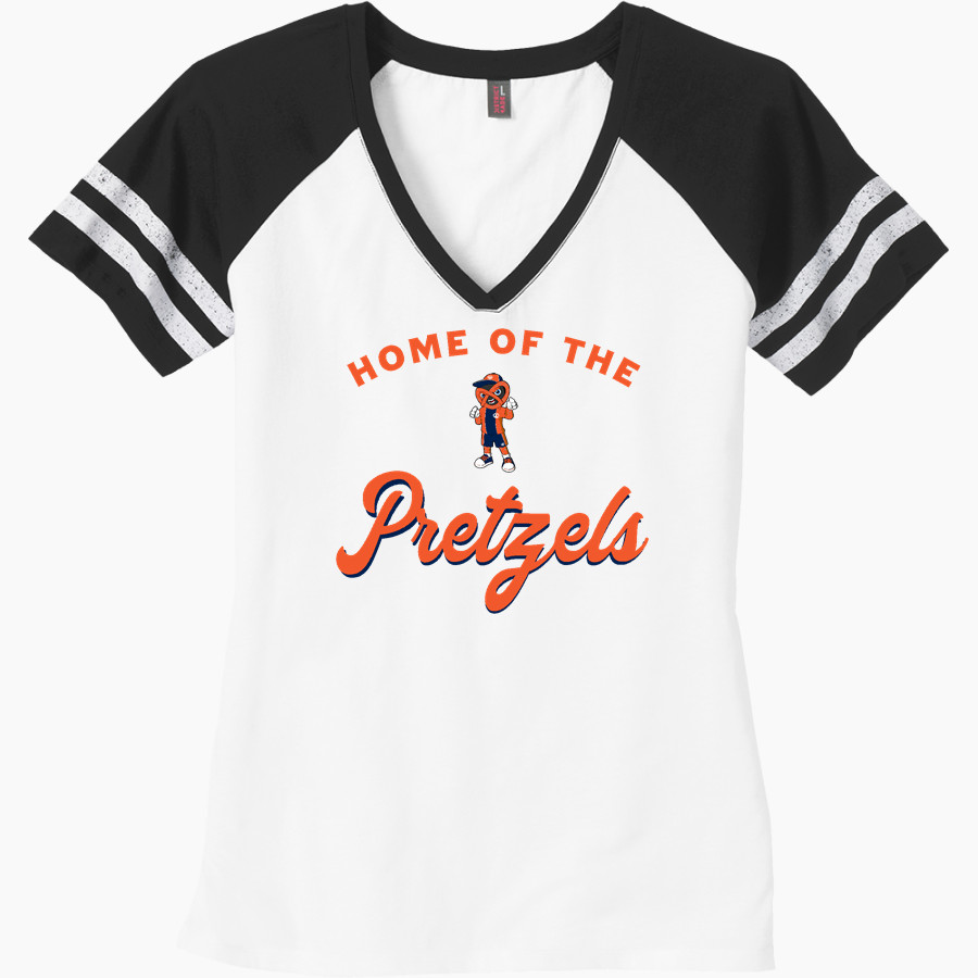 NEW BERLIN HIGH SCHOOL PRETZELS <span class="pdp-name-mascot">NEW BERLIN PRETZELS</span> District Women's Game V-Neck T-Shirt