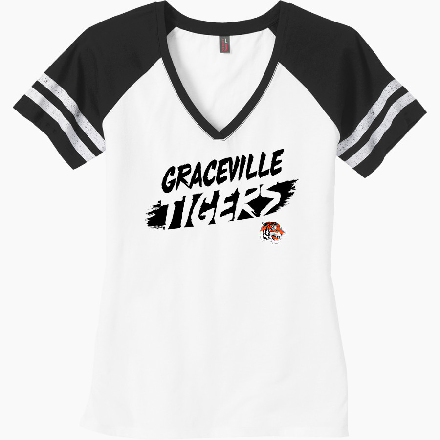 GRACEVILLE HIGH SCHOOL TIGERS District Women's Game V-Neck T-Shirt