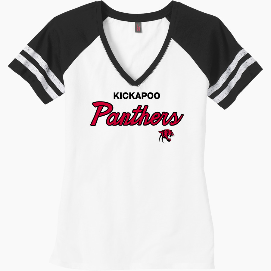 KICKAPOO HIGH SCHOOL PANTHERS <span class="pdp-name-mascot">KICKAPOO AREA PANTHERS</span> District Women's Game V-Neck T-Shirt