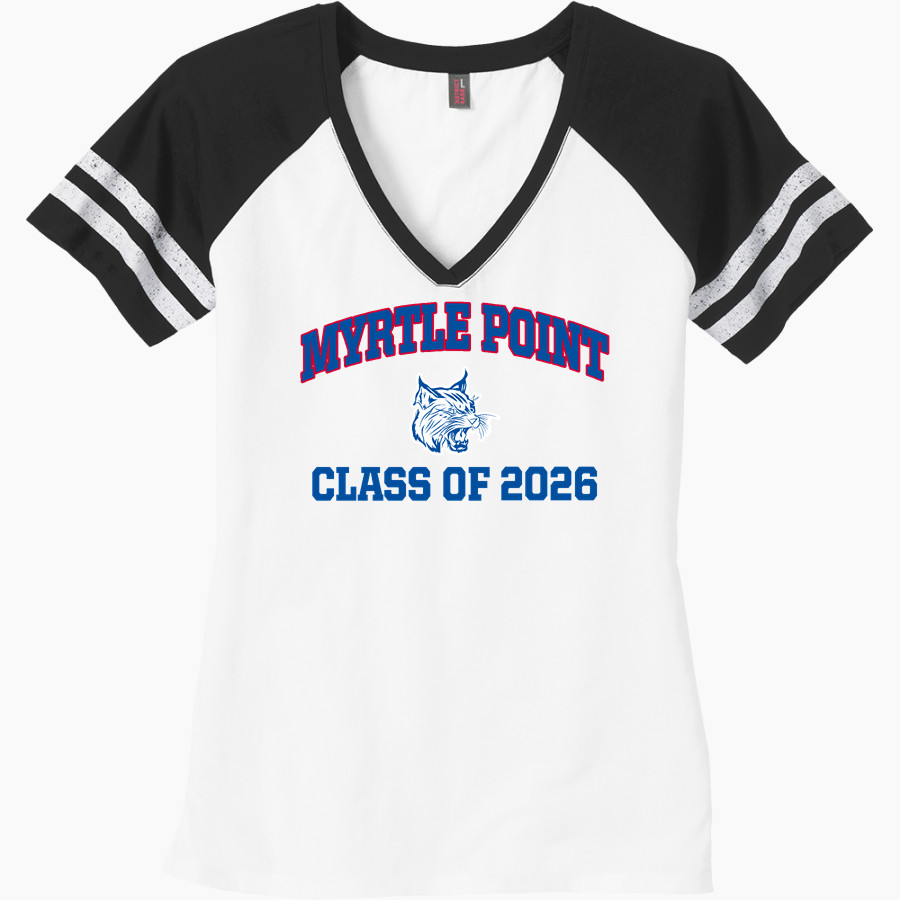 MYRTLE POINT HIGH SCHOOL BOBCATS <span class="pdp-name-mascot">MYRTLE POINT BOBCATS</span> District Women's Game V-Neck T-Shirt
