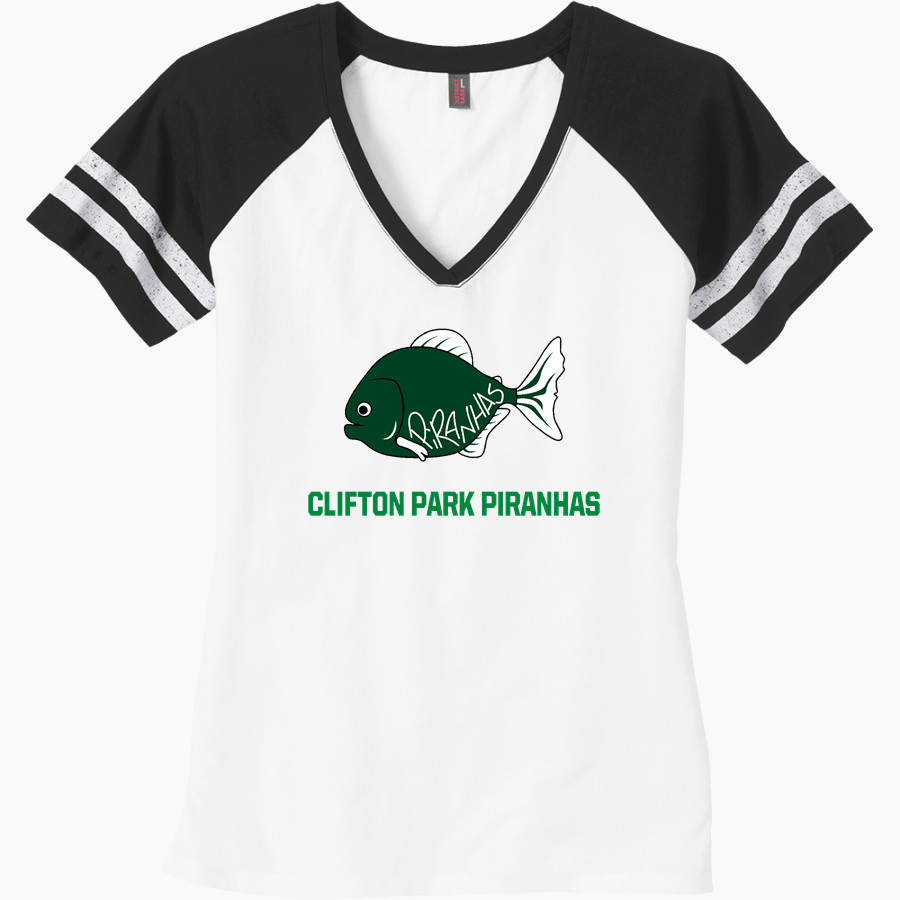 Clifton Park Piranhas Piranhas District Women's Game V-Neck T-Shirt
