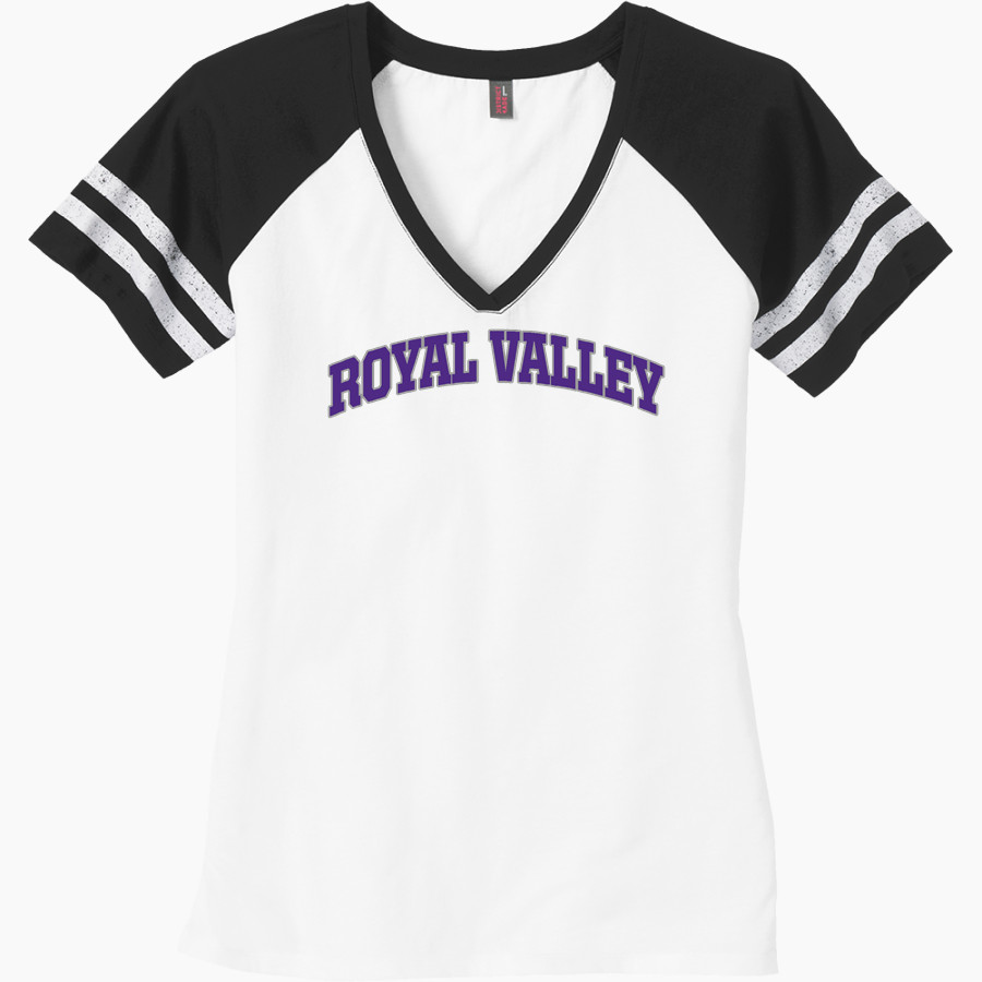 ROYAL VALLEY HIGH SCHOOL PANTHERS <span class="pdp-name-mascot">ROYAL VALLEY PANTHERS</span> District Women's Game V-Neck T-Shirt