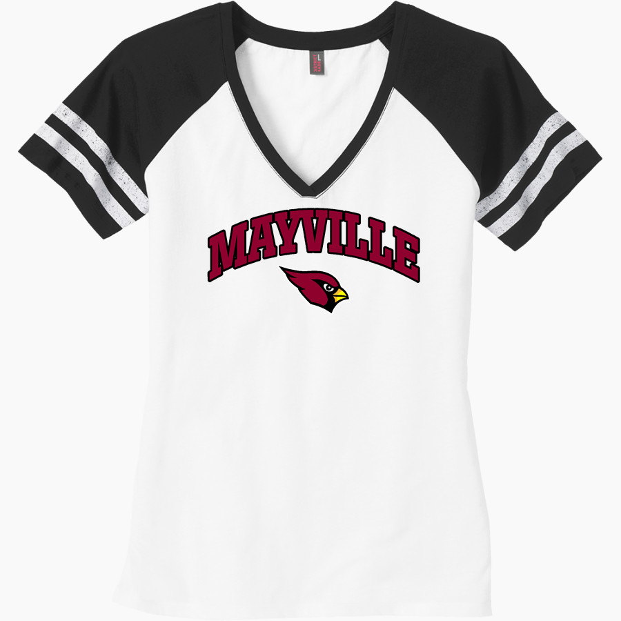 MAYVILLE HIGH SCHOOL CARDINALS District Women's Game V-Neck T-Shirt