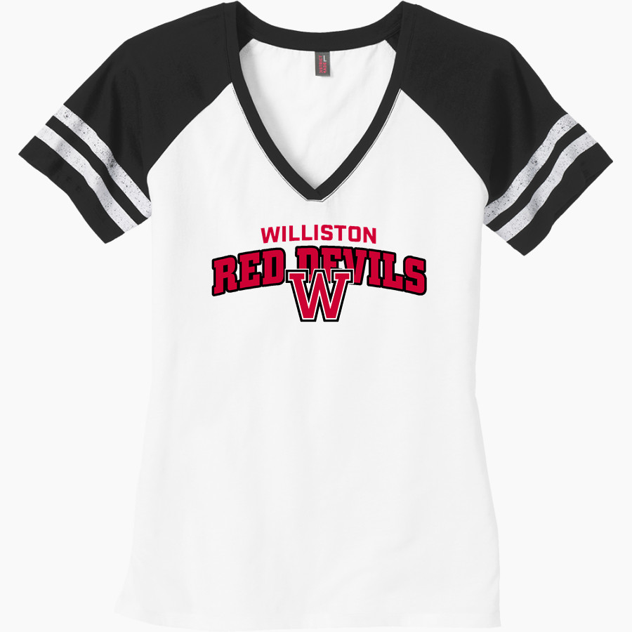 WILLISTON HIGH SCHOOL RED DEVILS District Women's Game V-Neck T-Shirt