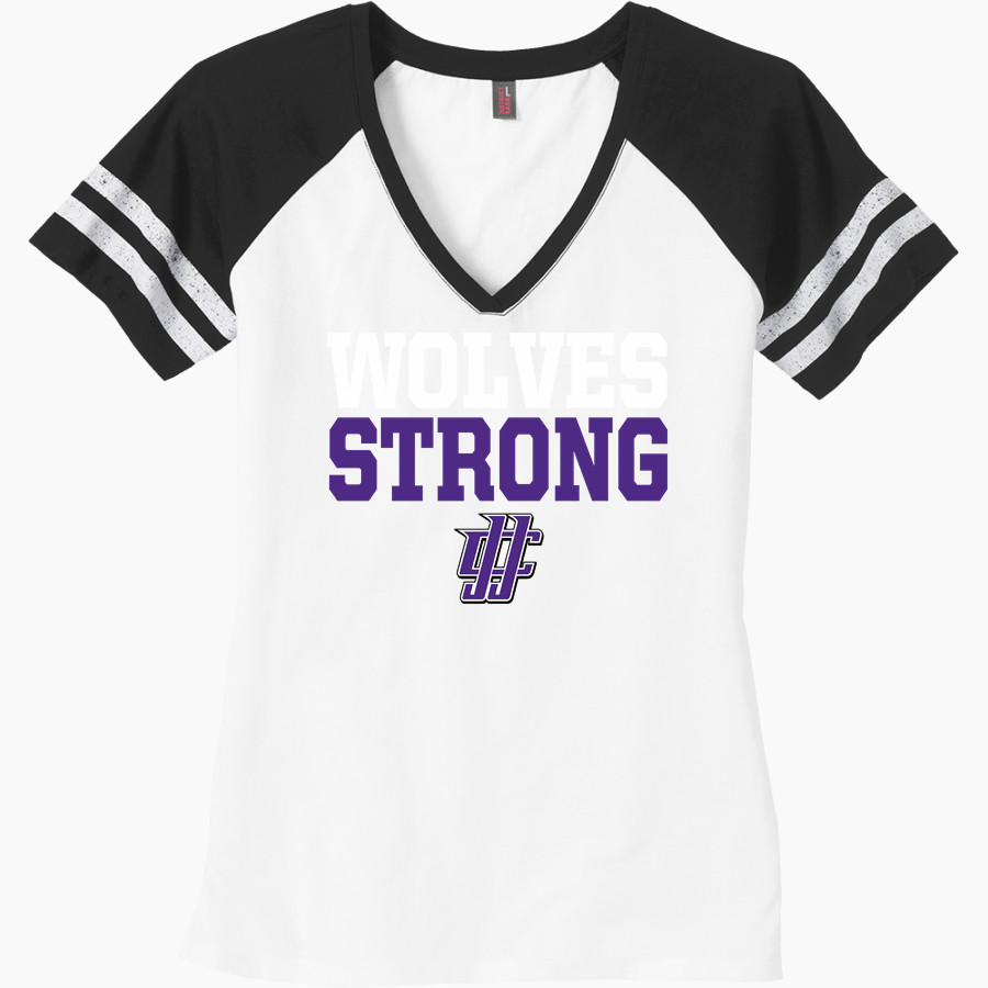 JJC Wolves <span class="pdp-name-mascot">JJC Wolves</span> District Women's Game V-Neck T-Shirt