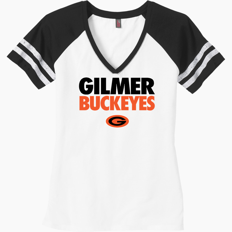 GILMER HIGH SCHOOL BUCKEYES <span class="pdp-name-mascot">GILMER BUCKEYES</span> District Women's Game V-Neck T-Shirt