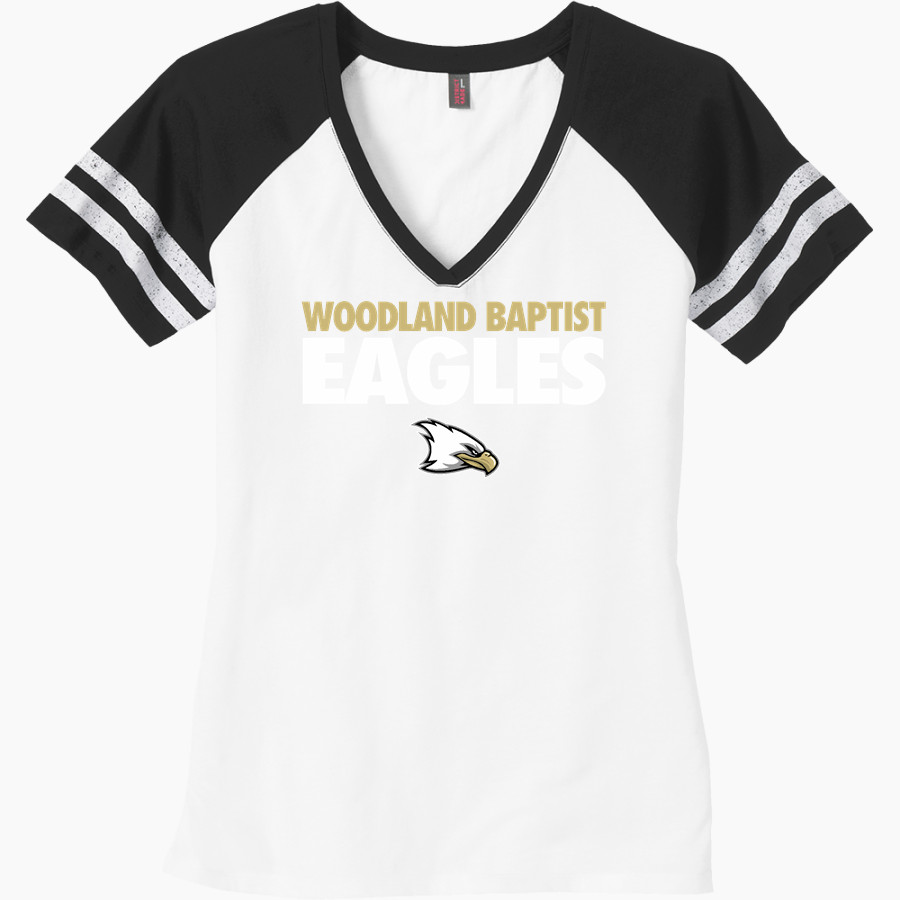 Woodland Baptist Eagles <span class="pdp-name-mascot">Woodland Baptist Christian School Eagles</span> District Women's Game V-Neck T-Shirt