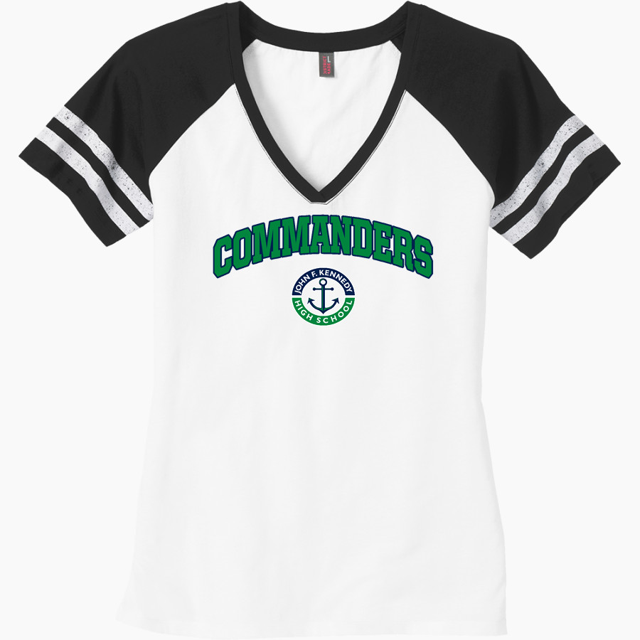 JOHN F KENNEDY HIGH SCHOOL COMMANDERS <span class="pdp-name-mascot">JOHN F KENNEDY COMMANDERS</span> District Women's Game V-Neck T-Shirt