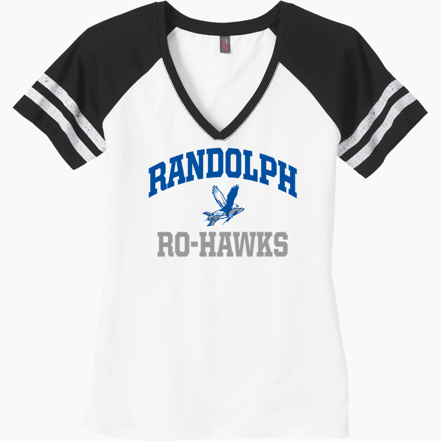 RANDOLPH HIGH SCHOOL RO-HAWKS <span class="pdp-name-mascot">RANDOLPH RO-HAWKS</span> District Women's Game V-Neck T-Shirt