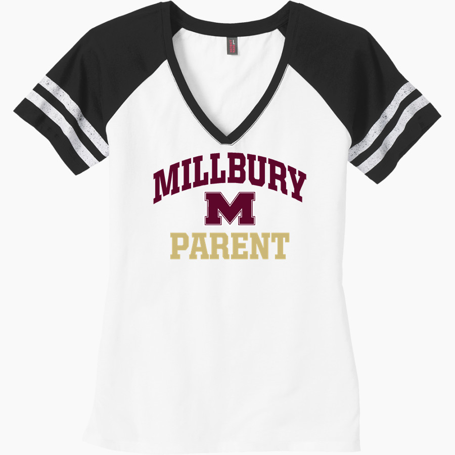 MILLBURY SR HIGH SCHOOL WOOLIES <span class="pdp-name-mascot">MILLBURY MEMORIAL WOOLIES</span> District Women's Game V-Neck T-Shirt