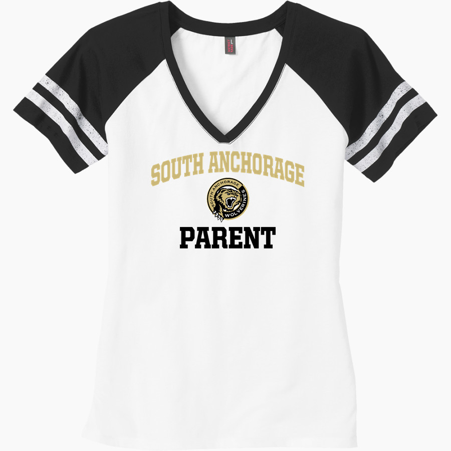 SOUTH ANCHORAGE HIGH SCHOOL WOLVERINES <span class="pdp-name-mascot">SOUTH ANCHORAGE WOLVERINES</span> District Women's Game V-Neck T-Shirt