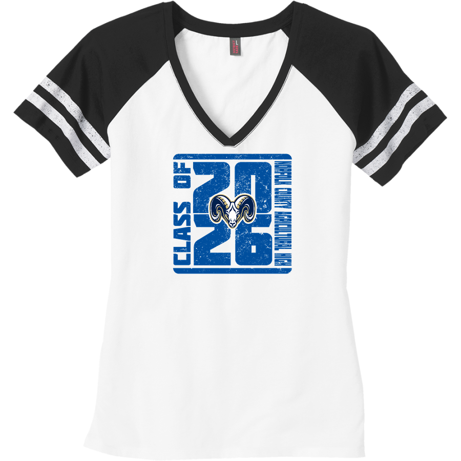 NORFOLK COUNTY AGRICULTURAL HIGH RAMS <span class="pdp-name-mascot">NORFOLK COUNTY AGRICULTURAL HIGH RAMS</span> District Women's Game V-Neck T-Shirt