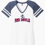 Lower Columbia Red Devils <span class="pdp-name-mascot">Lower Columbia Red Devils</span> District Women's Game V-Neck T-Shirt Front Thumbnail