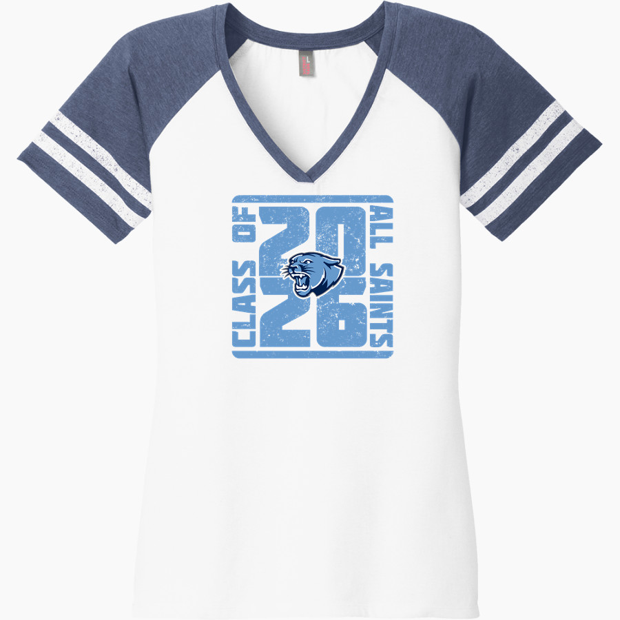 ALL SAINTS CATHOLIC HIGH SCHOOL COUGARS <span class="pdp-name-mascot">ALL SAINTS COUGARS</span> District Women's Game V-Neck T-Shirt