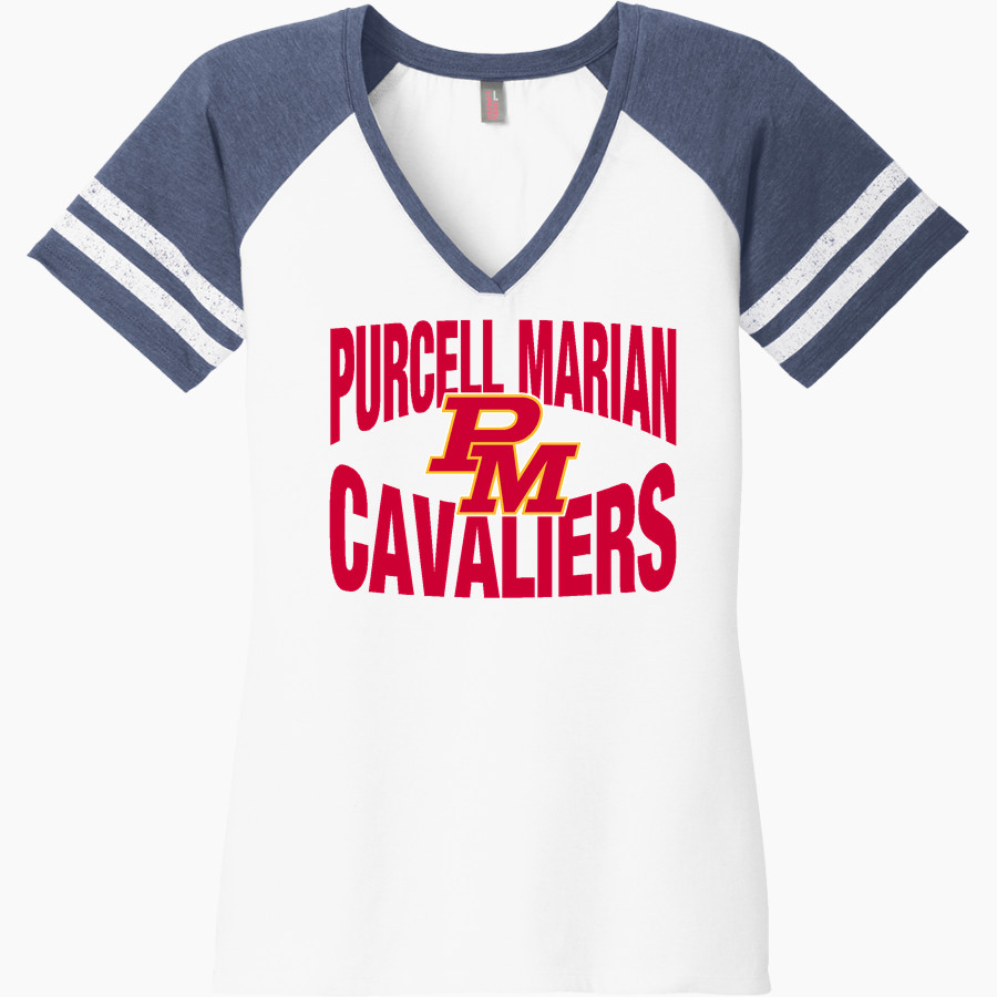 PURCELL MARIAN CAVALIERS official sideline store District Women's Game V-Neck T-Shirt
