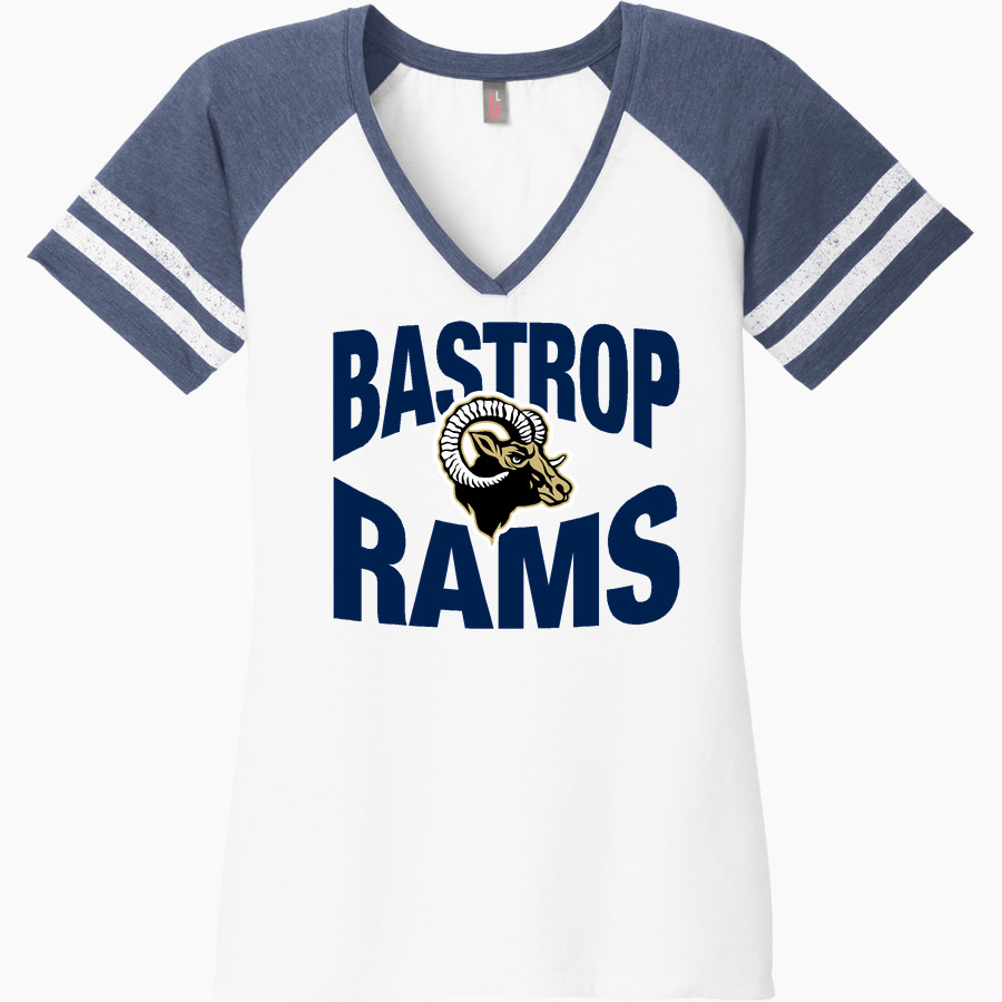 BASTROP HIGH SCHOOL RAMS <span class="pdp-name-mascot">BASTROP RAMS</span> District Women's Game V-Neck T-Shirt