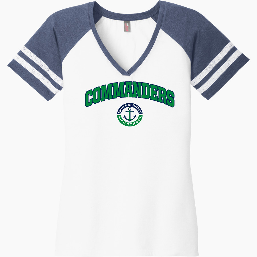 JOHN F KENNEDY HIGH SCHOOL COMMANDERS <span class="pdp-name-mascot">JOHN F KENNEDY COMMANDERS</span> District Women's Game V-Neck T-Shirt