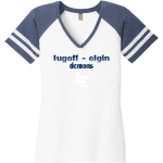 LUGOFF-ELGIN HIGH SCHOOL DEMONS <span class="pdp-name-mascot">LUGOFF - ELGIN DEMONS</span> District Women's Game V-Neck T-Shirt Front Thumbnail