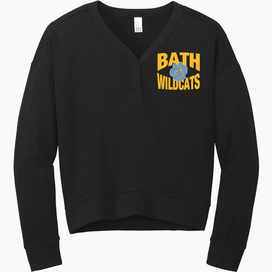BATH HIGH SCHOOL WILDCATS District Women's Perfect Tri Fleece V-Neck Sweatshirt
