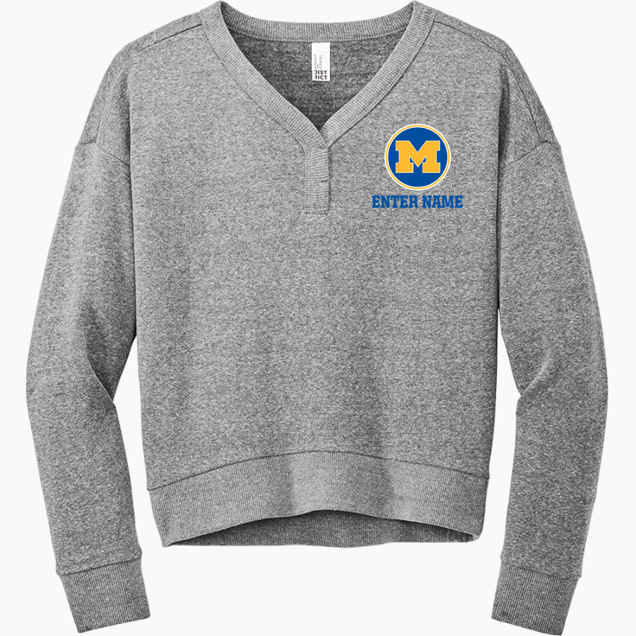 Mitchell Bluejackets District Women's Perfect Tri Fleece V-Neck Sweatshirt