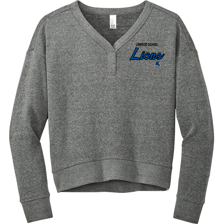Linwood School Lions <span class="pdp-name-mascot">Linwood Lions</span> District Women's Perfect Tri Fleece V-Neck Sweatshirt