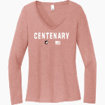 Centenary Gents District Women's Perfect Tri Long Sleeve V-Neck T-Shirt Front Thumbnail