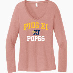 Pius XI Catholic High School Official Online Store <span class="pdp-name-mascot">Pius XI Popes</span> District Women's Perfect Tri Long Sleeve V-Neck T-Shirt Front Thumbnail