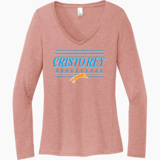 District Women's Perfect Tri Long Sleeve V-Neck T-Shirt