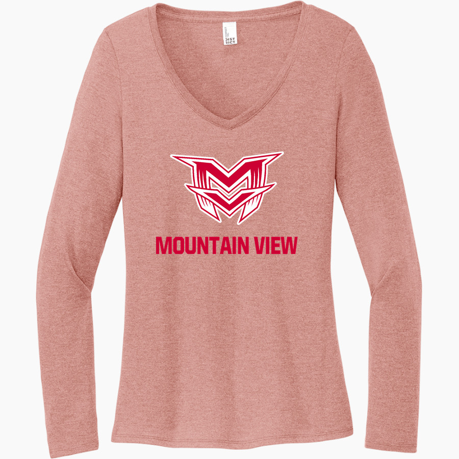 Mountain View Cougars District Women's Perfect Tri Long Sleeve V-Neck T-Shirt