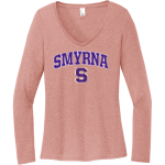 Smyrna Bulldogs <span class="pdp-name-mascot">Smyrna Bulldogs</span> District Women's Perfect Tri Long Sleeve V-Neck T-Shirt Front Thumbnail