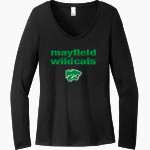 MAYFIELD HIGH SCHOOL WILDCATS <span class="pdp-name-mascot">MAYFIELD WILDCATS</span> District Women's Perfect Tri Long Sleeve V-Neck T-Shirt Front Thumbnail