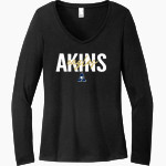 Akins Eagles District Women's Perfect Tri Long Sleeve V-Neck T-Shirt Front Thumbnail