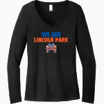 LINCOLN PARK HIGH SCHOOL RAILSPLITTERS <span class="pdp-name-mascot">LINCOLN PARK RAILSPLITTERS</span> District Women's Perfect Tri Long Sleeve V-Neck T-Shirt Front Thumbnail