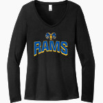 CUBA HIGH SCHOOL RAMS <span class="pdp-name-mascot">CUBA RAMS</span> District Women's Perfect Tri Long Sleeve V-Neck T-Shirt Front Thumbnail