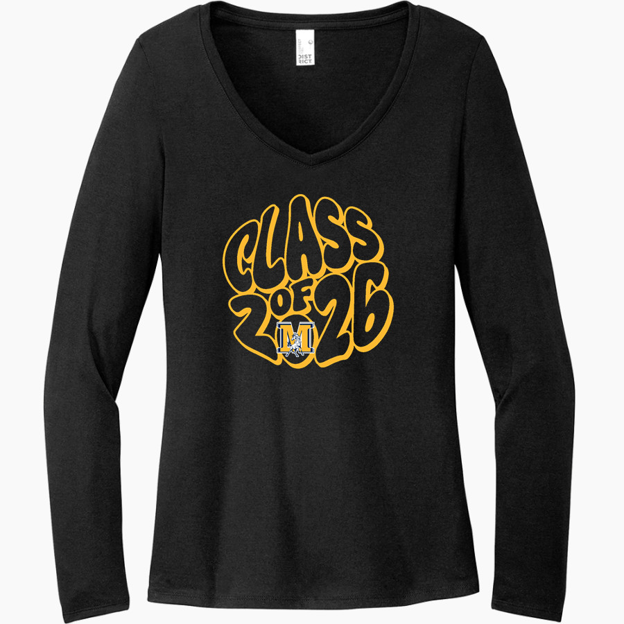 McMurray Mustangs <span class="pdp-name-mascot">McMurray Middle School Mustangs</span> District Women's Perfect Tri Long Sleeve V-Neck T-Shirt