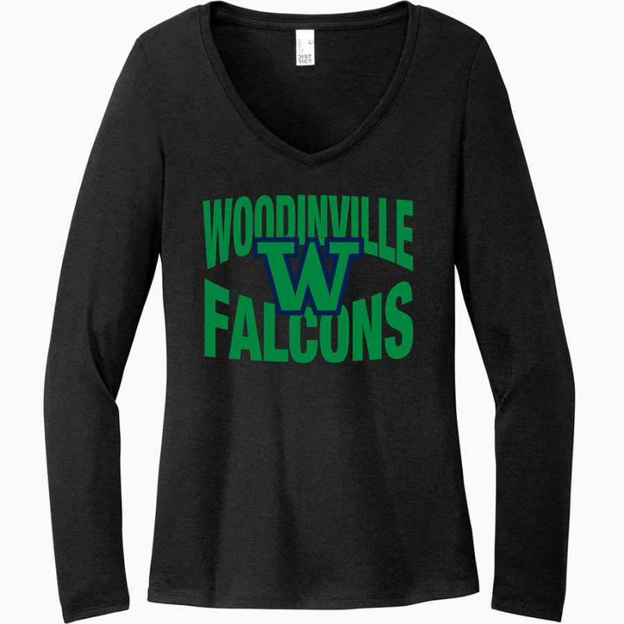 WOODINVILLE HIGH SCHOOL FALCONS District Women's Perfect Tri Long Sleeve V-Neck T-Shirt