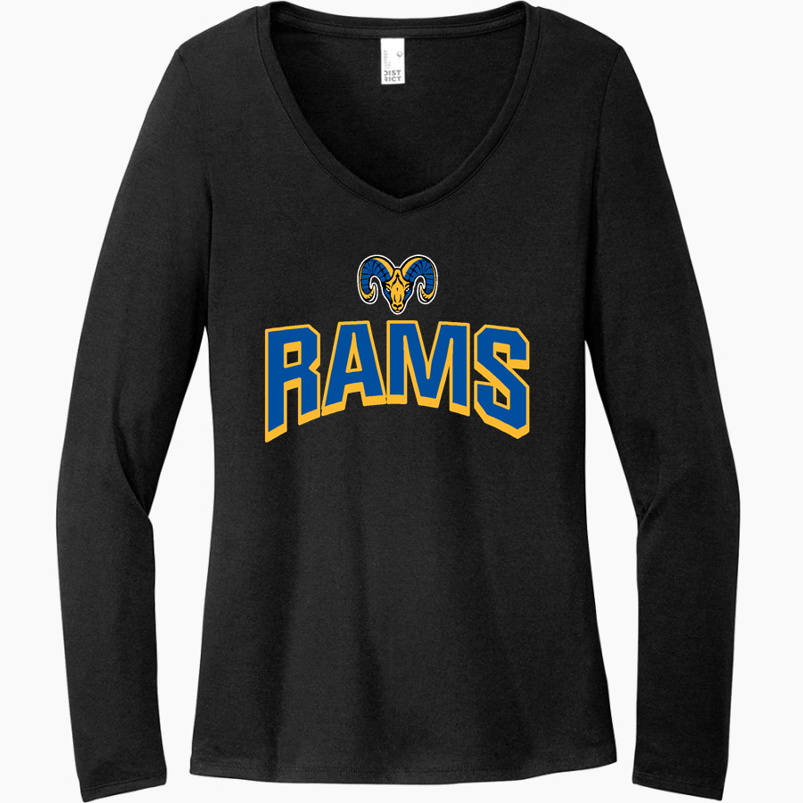 CUBA HIGH SCHOOL RAMS <span class="pdp-name-mascot">CUBA RAMS</span> District Women's Perfect Tri Long Sleeve V-Neck T-Shirt