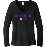 MILFORD CENTRAL SCHOOL WILDCATS <span class="pdp-name-mascot">MILFORD WILDCATS</span> District Women's Perfect Tri Long Sleeve V-Neck T-Shirt Front Thumbnail