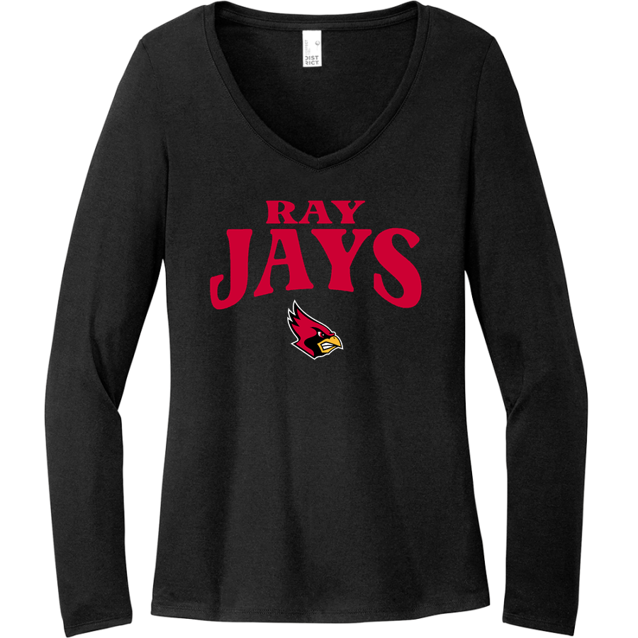 RAY HIGH SCHOOL JAYS <span class="pdp-name-mascot">RAY JAYS</span> District Women's Perfect Tri Long Sleeve V-Neck T-Shirt