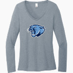 CROW HIGH SCHOOL Cougars Online Store <span class="pdp-name-mascot">CROW COUGARS</span> District Women's Perfect Tri Long Sleeve V-Neck T-Shirt Front Thumbnail