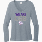 BEMENT MIDDLE SCHOOL BULLDOGS District Women's Perfect Tri Long Sleeve V-Neck T-Shirt Front Thumbnail