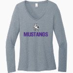 BENJAMIN HIGH SCHOOL MUSTANGS District Women's Perfect Tri Long Sleeve V-Neck T-Shirt Front Thumbnail