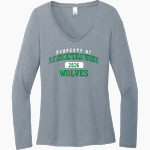 P S 197 Math Science Technology Preparatory Wolves District Women's Perfect Tri Long Sleeve V-Neck T-Shirt Front Thumbnail