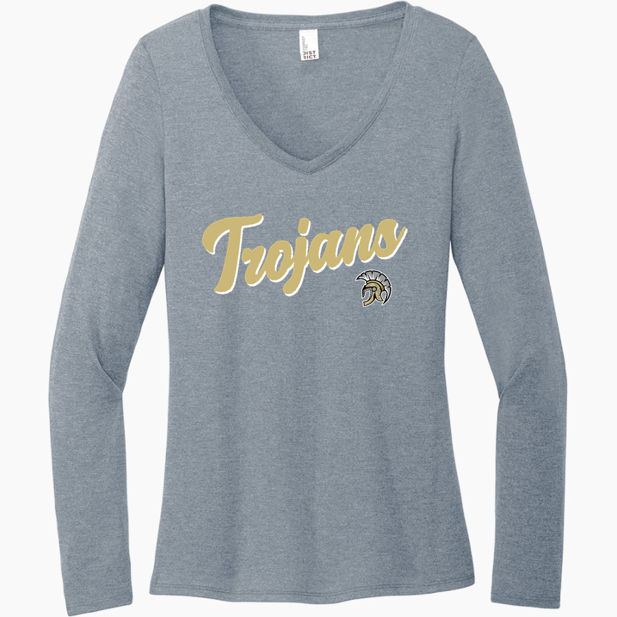 HOT SPRINGS HIGH SCHOOL TROJANS <span class="pdp-name-mascot">HOT SPRINGS TROJANS</span> District Women's Perfect Tri Long Sleeve V-Neck T-Shirt
